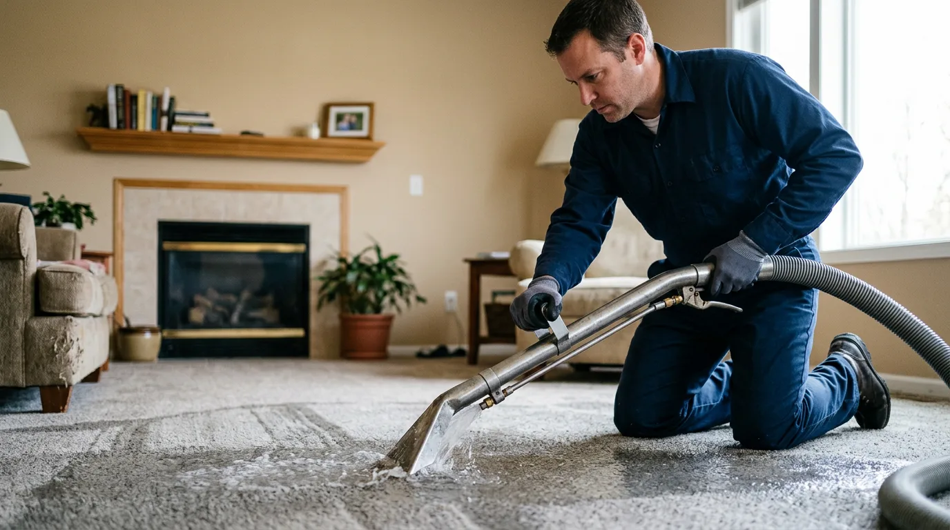 Water damage restoration technician working near Corryton, TN